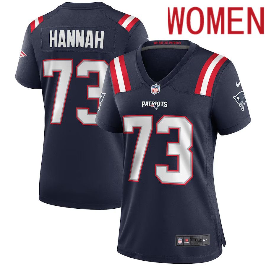 Women New England Patriots #73 John Hannah Nike Navy Game Retired Player NFL Jersey